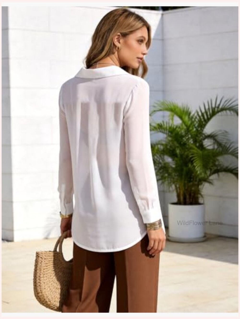 Sexy Sheer Long Sleeve Button Down Blouse Mesh Top - Picture 6 of 7